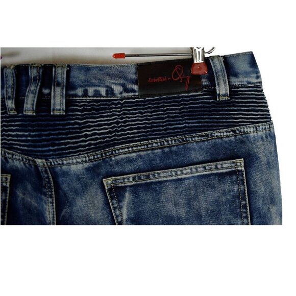Embellish Mens 38 x 34 Distressed Blue Biker Jeans - Picture 7 of 8